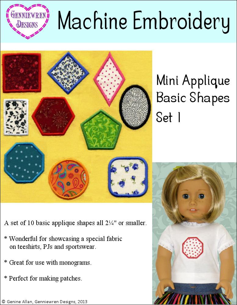 Mini Applique Basic Shapes Set 1 Machine Embroidery Design
