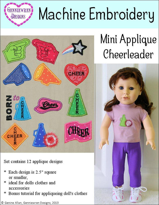 Mini Applique Cheerleading Design Set Machine Embroidery Design
