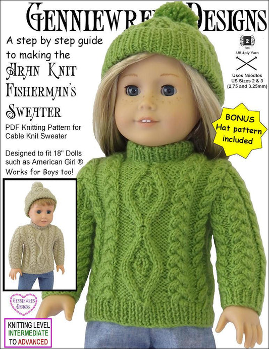 Aran Knit Fisherman's Sweater and Hat Knitting Pattern