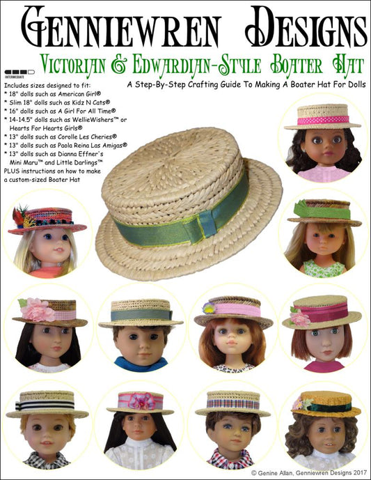 Victorian & Edwardian-Style Boater Hat Pattern for 13-18 Inch Dolls