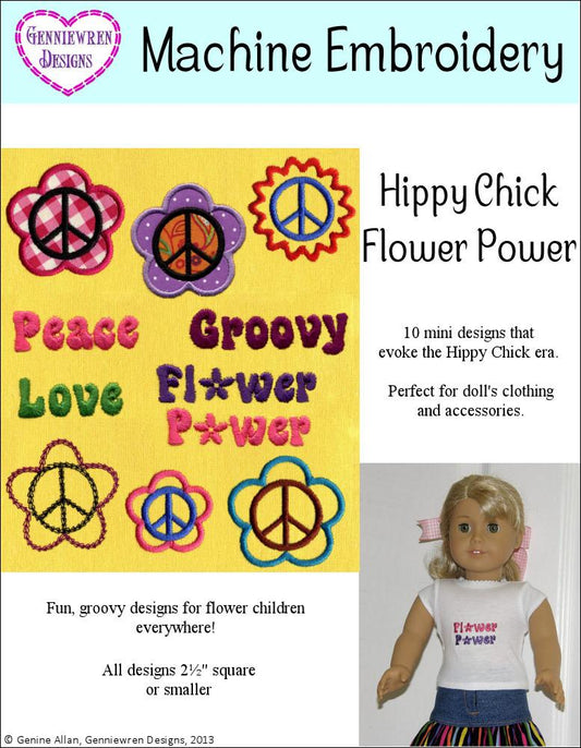 Hippy Chick Flower Power Design Set Machine Embroidery Designs