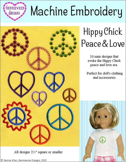 Hippy Chick - Peace Love - Design Set Machine Embroidery Design