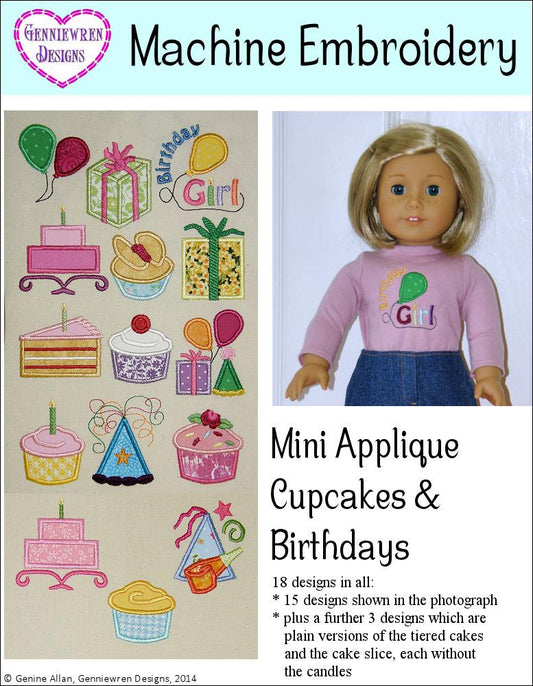Mini Applique Cupcakes & Birthdays Machine Embroidery Designs