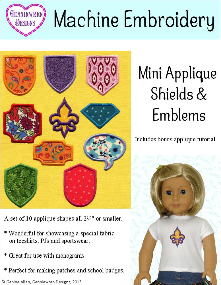 Mini Applique Shields & Emblems Machine Embroidery Design