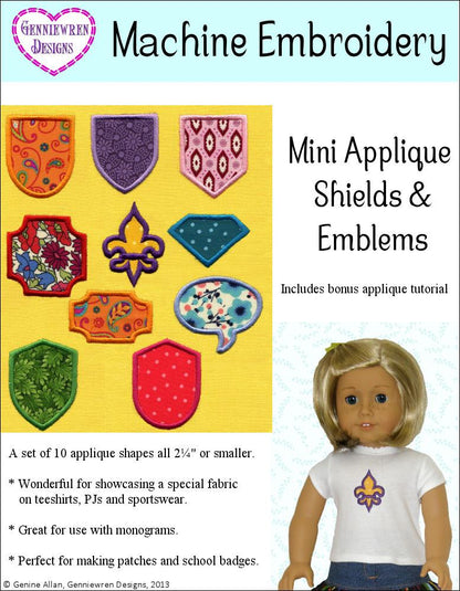 Mini Applique Shields & Emblems Machine Embroidery Design