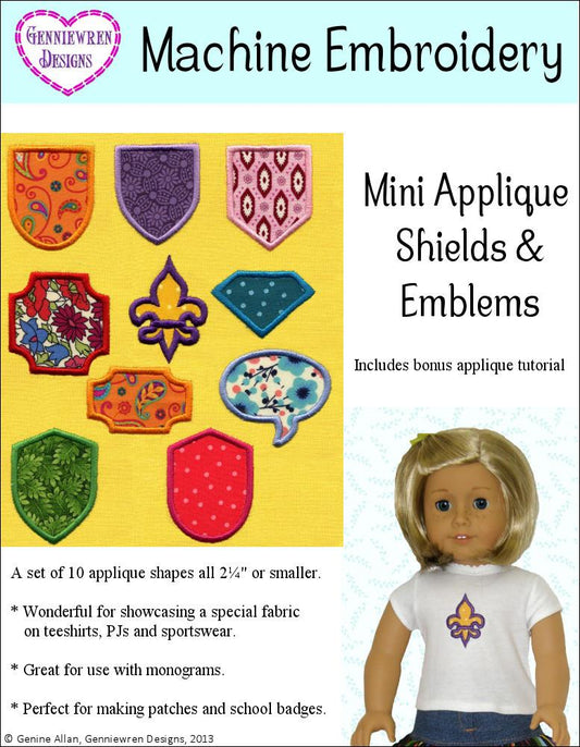 Mini Applique Shields & Emblems Machine Embroidery Design