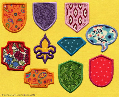 Mini Applique Shields & Emblems Machine Embroidery Design