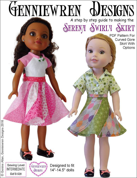 Serena Swirly Skirt 14-14.5" Doll Clothes Pattern