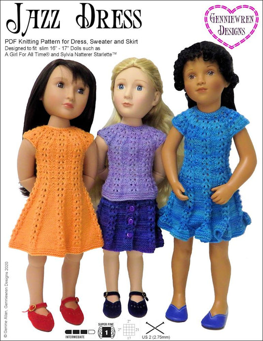 Jazz Dress Knitting Pattern for AGAT and Sylvia Natterer Starlette™ Dolls
