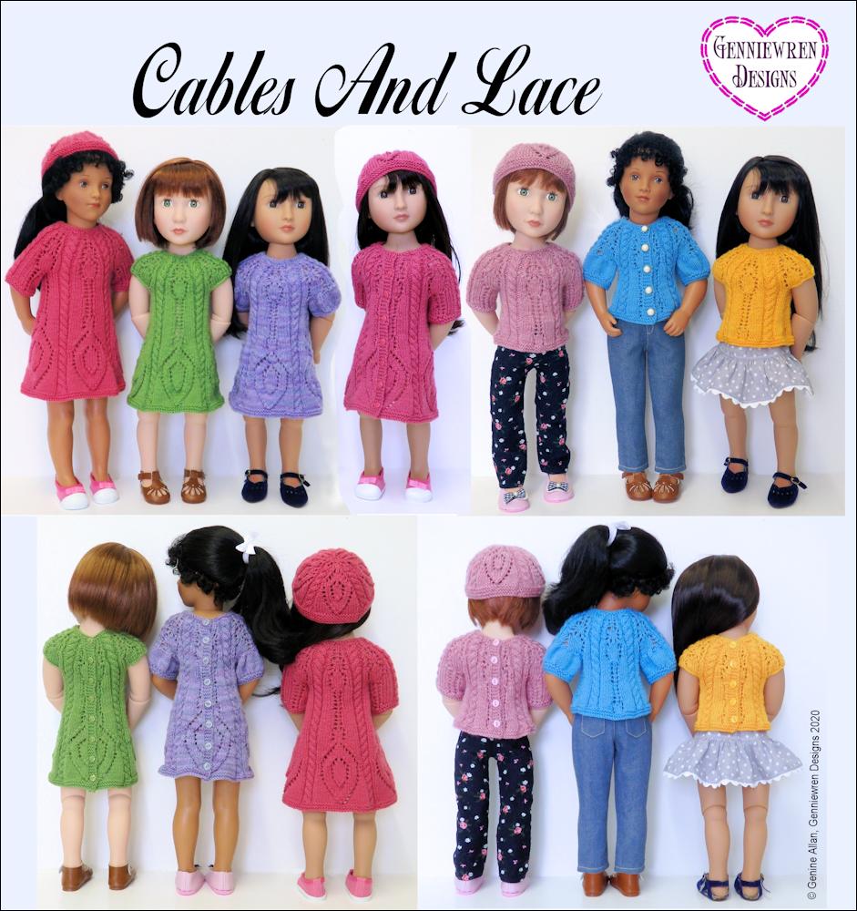 Cables and Lace Knitting Pattern for 16" dolls such as A Girl for All Time