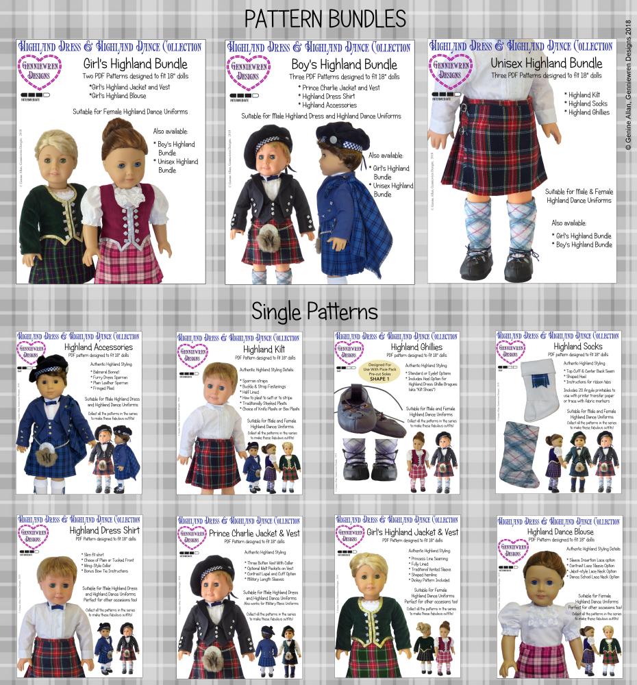 Highland Accessories 18" Doll Clothes Pattern