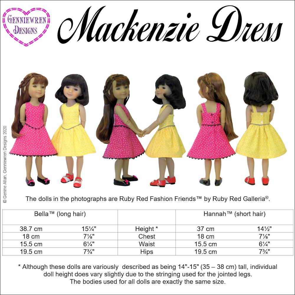 Mackenzie Dress Doll Clothes Pattern for Ruby Red Fashion Friends