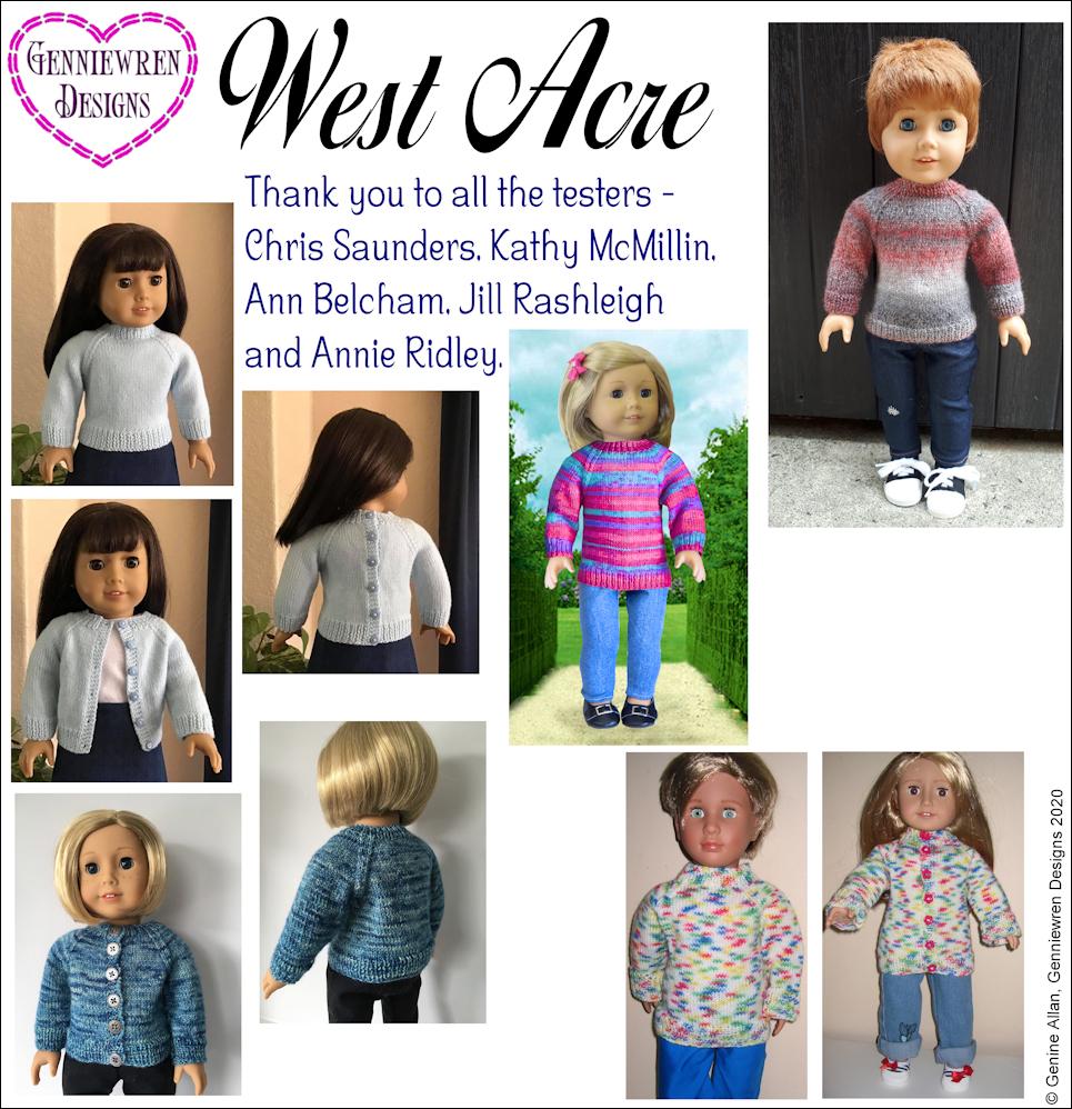 West Acre Sweater 18" Doll Knitting Pattern