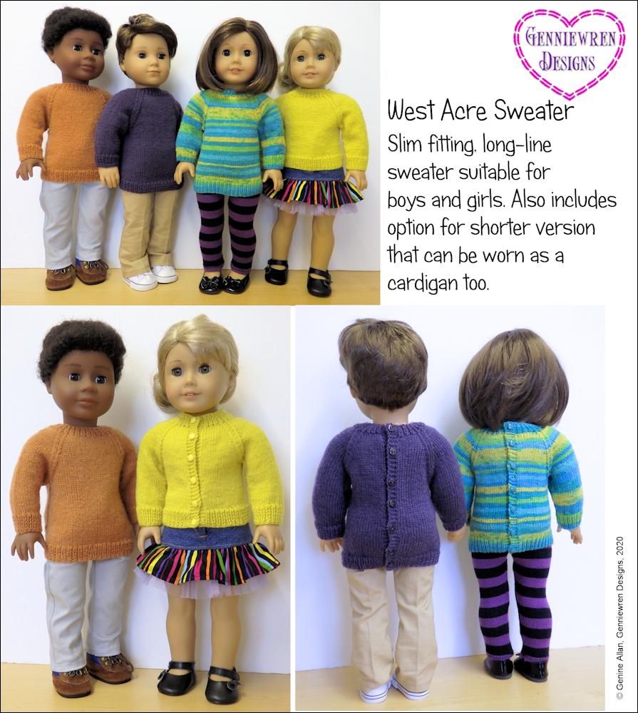 West Acre Sweater 18" Doll Knitting Pattern