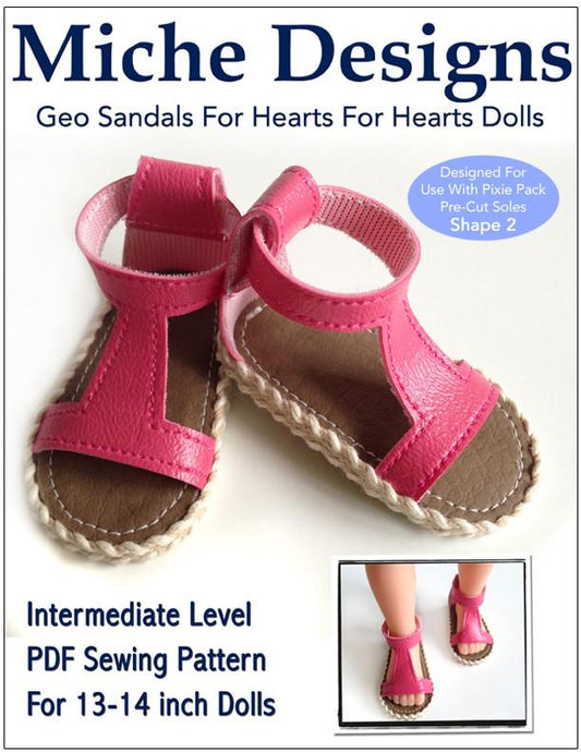 Geo Sandals Pattern for Les Cheries and Hearts for Hearts Girls Dolls