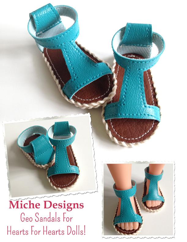 Geo Sandals Pattern for Les Cheries and Hearts for Hearts Girls Dolls