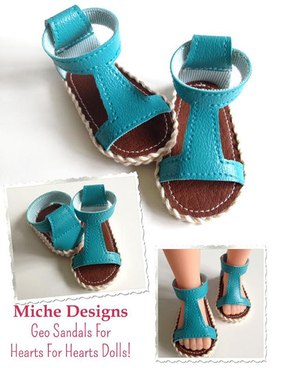Geo Sandals Pattern for Les Cheries and Hearts for Hearts Girls Dolls