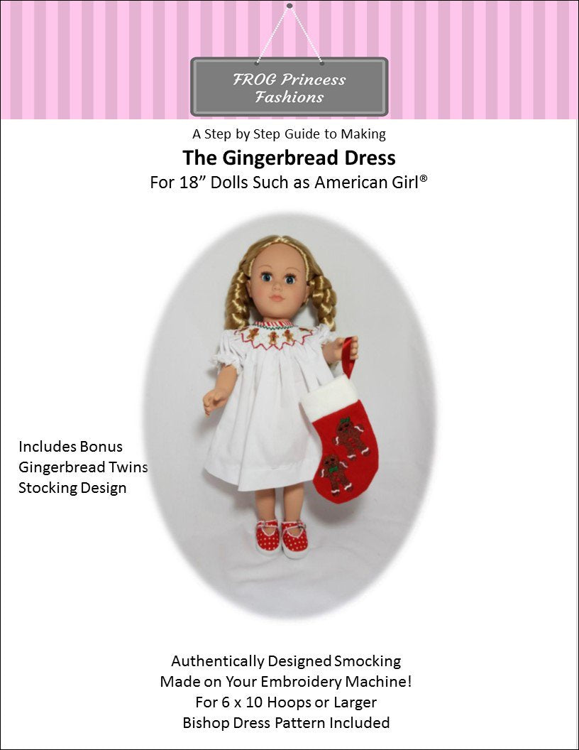 The Gingerbread Dress and Gingerbread Twins Stocking Machine Embroidery Design