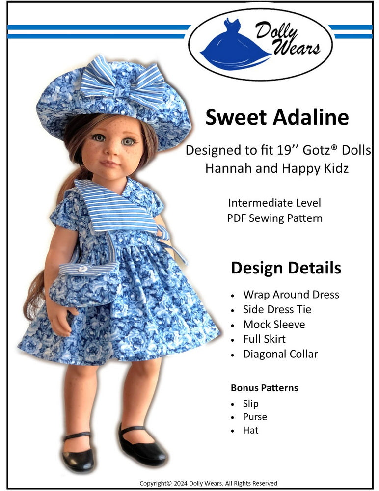 Sweet Adaline Doll Clothes Pattern For 19" Gotz Dolls