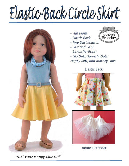 Elastic Back Circle Skirt for 18” Journey Girls and 19” Gotz Dolls