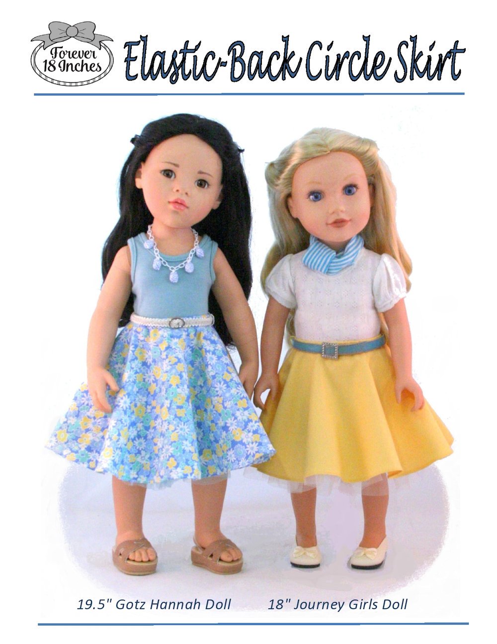 Elastic Back Circle Skirt for 18” Journey Girls and 19” Gotz Dolls