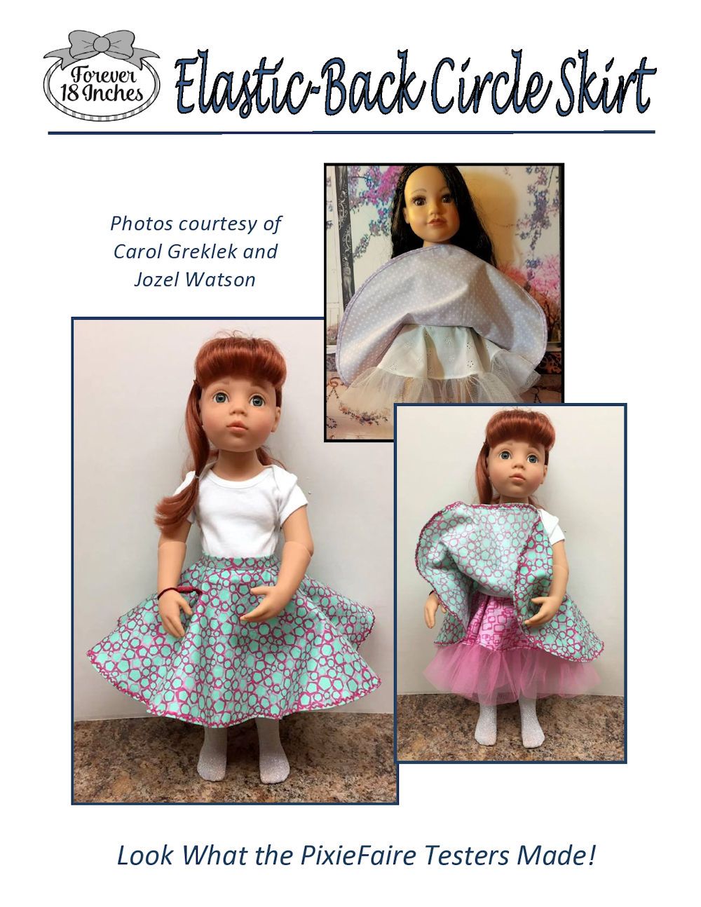 Elastic Back Circle Skirt for 18” Journey Girls and 19” Gotz Dolls