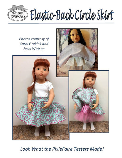 Elastic Back Circle Skirt for 18” Journey Girls and 19” Gotz Dolls