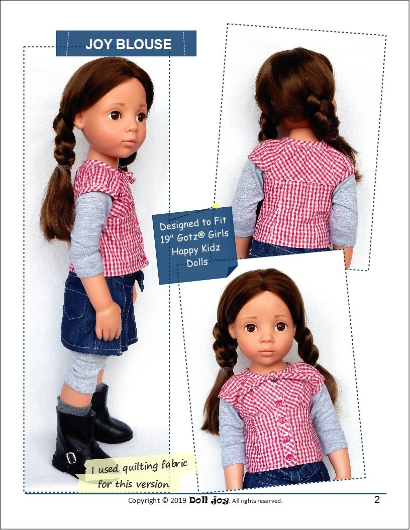 Joy Blouse Pattern for 19" Gotz Dolls