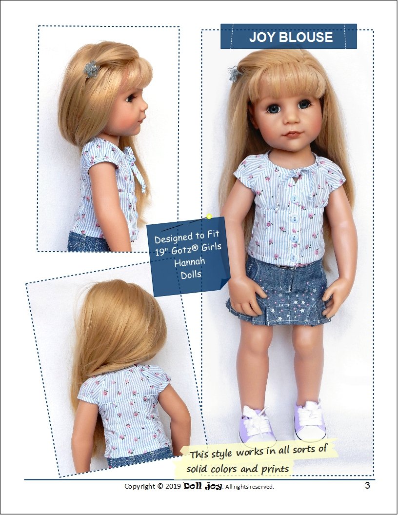 Joy Blouse Pattern for 19" Gotz Dolls