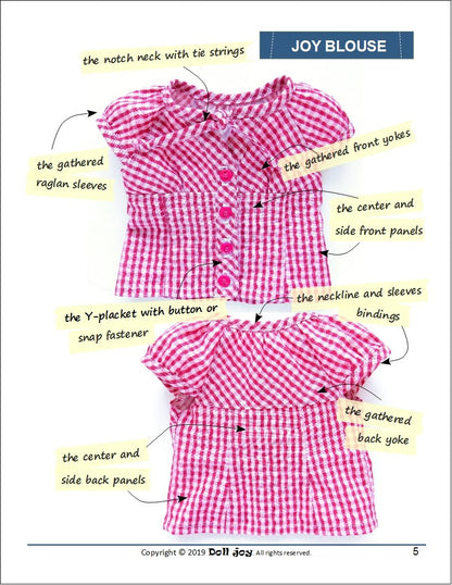 Joy Blouse Pattern for 19" Gotz Dolls