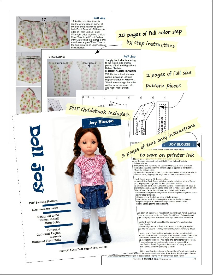 Joy Blouse Pattern for 19" Gotz Dolls