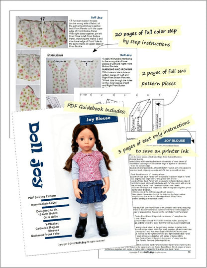 Joy Blouse Pattern for 19" Gotz Dolls