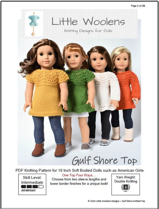 Gulf Shore Top 18" Doll Clothes Knitting Pattern