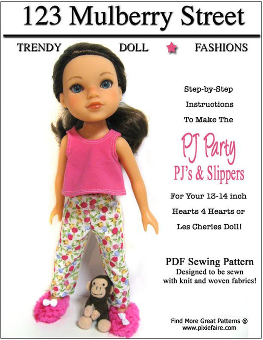 PJ Party Pattern for Les Cheries and Hearts for Hearts Girls Dolls