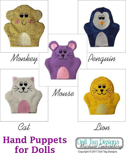 Hand Puppets for Dolls Machine Embroidery Designs
