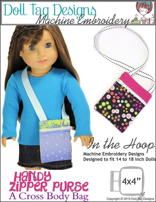 Handy Zipper Purse 18" Doll Machine Embroidery Designs