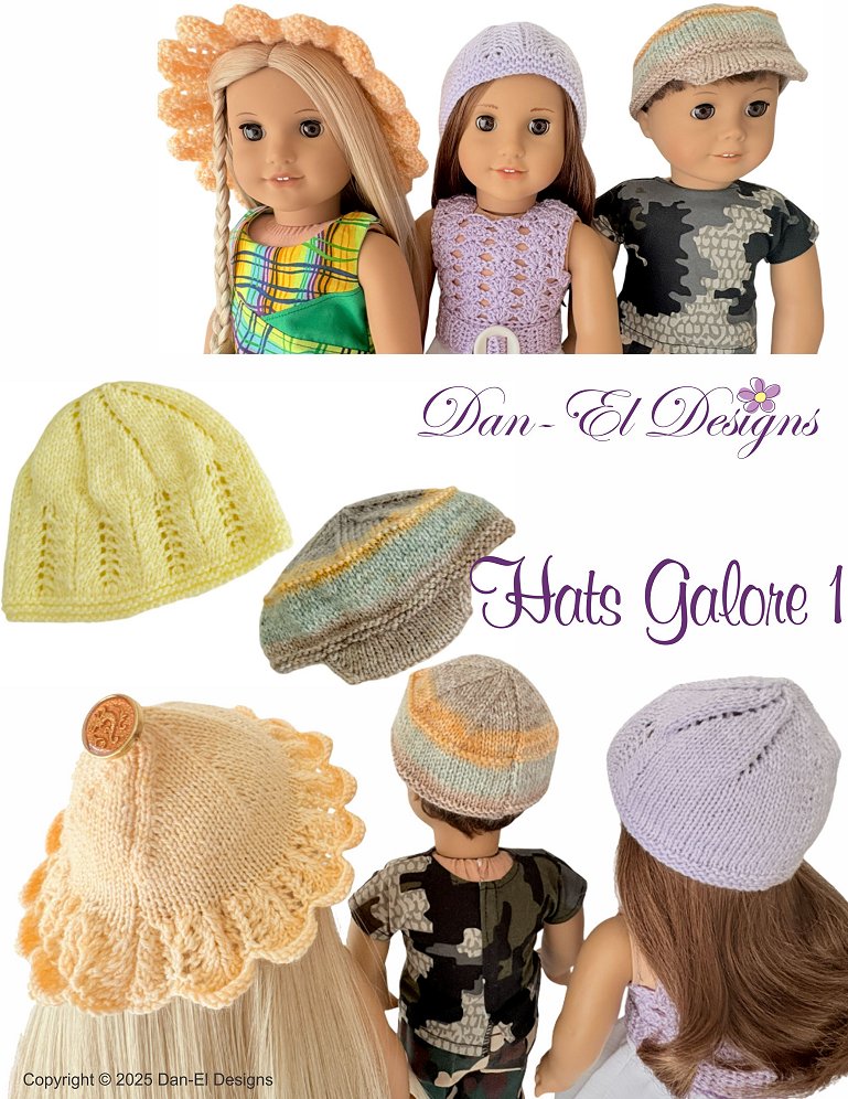 Hats Galore 1  18 inch Doll Clothes Knitting Pattern