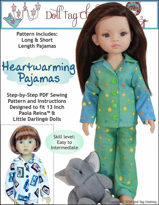 Heartwarming Pajamas Pattern for 13" Paola Reina and Little Darling Dolls