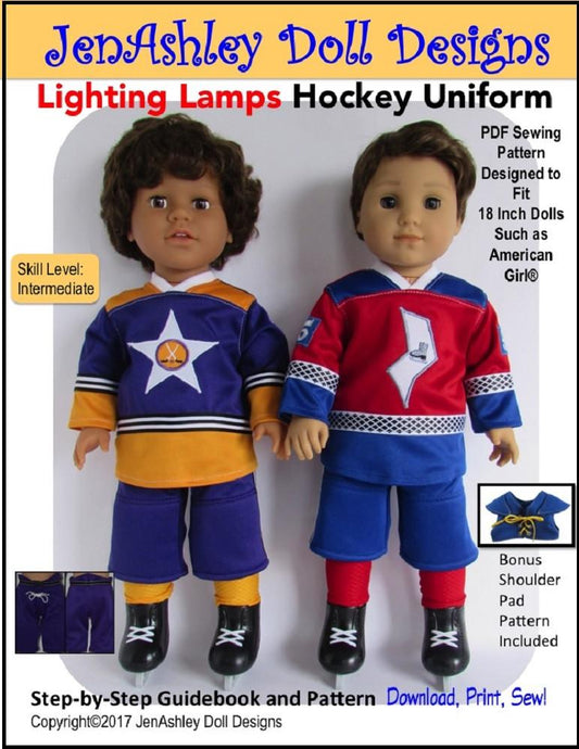 Lighting Lamps Hockey Uniform 18" Doll Clothes Pattern
