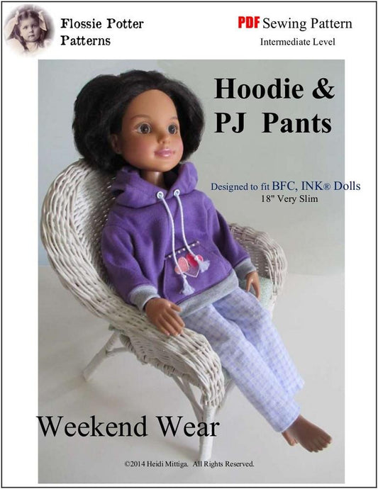Weekend Wear Hoodie & PJ Pants  for BFC, Ink Dolls
