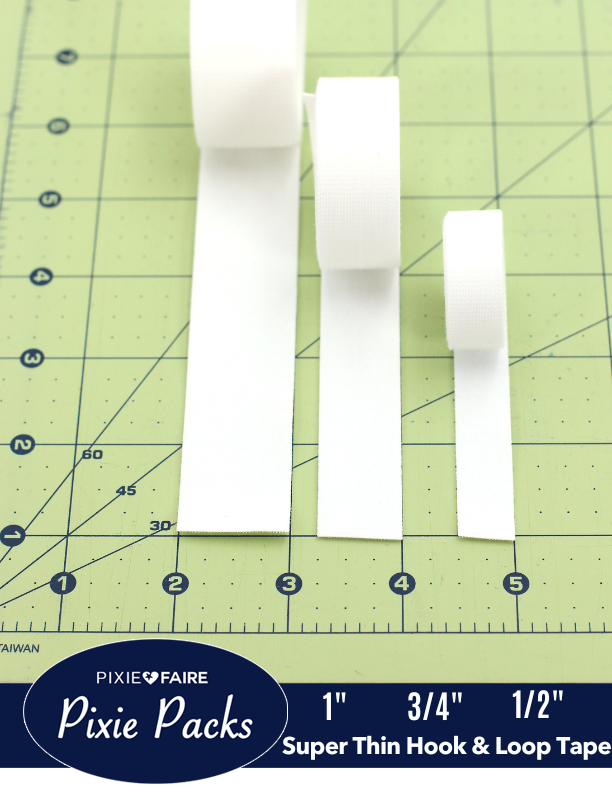Pixie Packs 1" Wide Super Thin Hook and Loop Tape - Color:White 25 Yard BULK ROLL