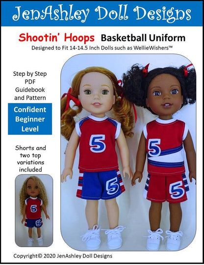 Shootin' Hoops Basketball Uniform 14-14.5" Doll Clothes Pattern