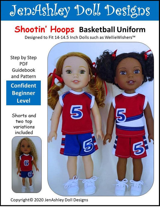 Shootin' Hoops Basketball Uniform 14-14.5" Doll Clothes Pattern