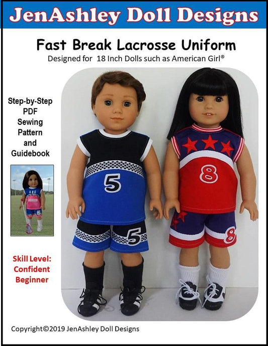 Fast Break Lacrosse Uniform 18" Doll Clothes Pattern