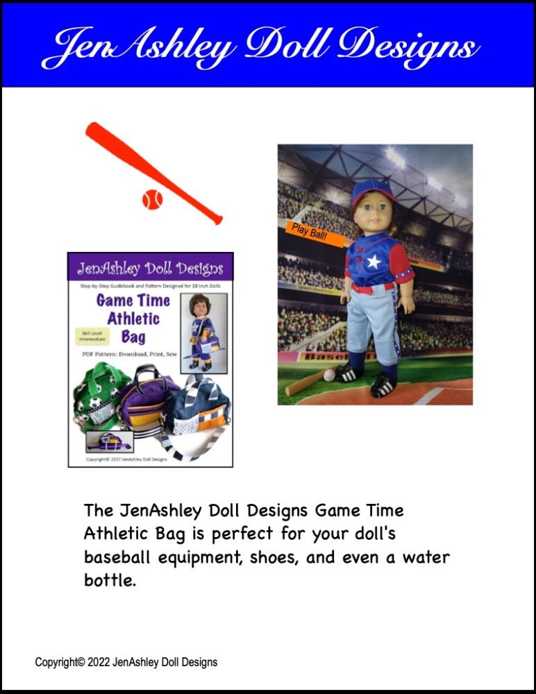 Pop Fly! Baseball / Softball Uniform 18" Doll Clothes Pattern