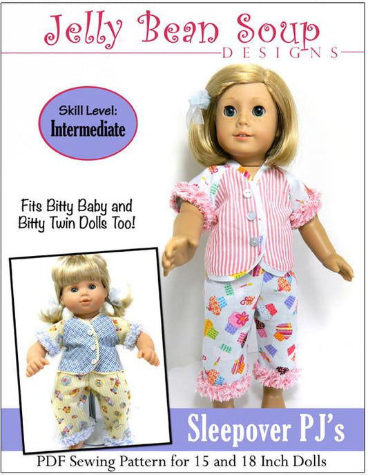 Sleepover PJ 15" and 18" Doll Clothes Pattern
