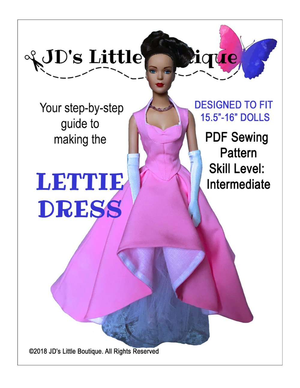 Lettie Dress 15.5" - 16" Fashion Doll Clothes Pattern