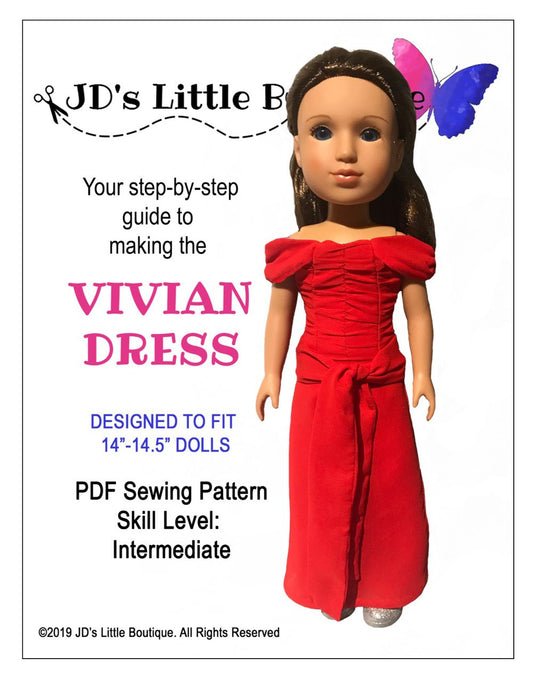 Vivian Dress 14" - 14.5" Doll Clothes Pattern