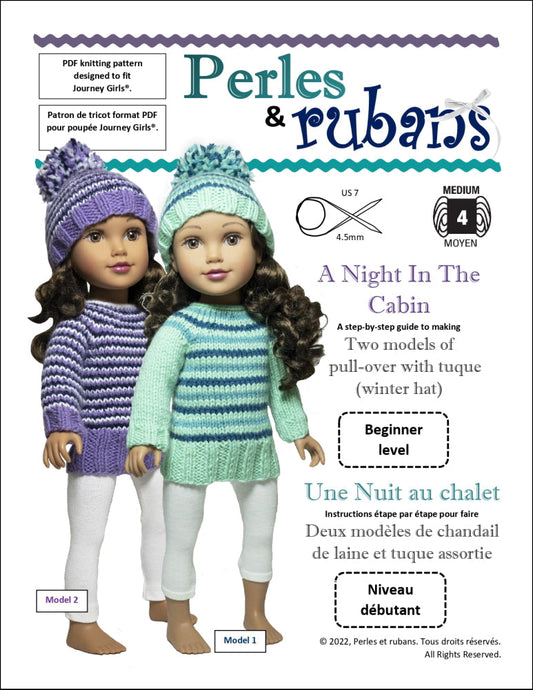 A Night in the Cabin Knitting Pattern for 18" SLIM dolls such as Journey Girls