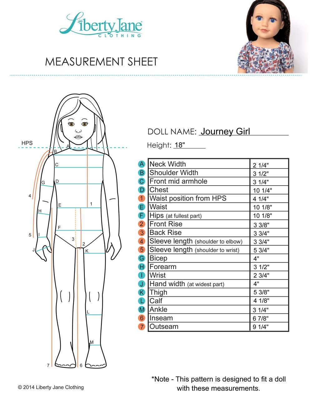 T-Shirt Variations Pattern for Journey Girls Dolls
